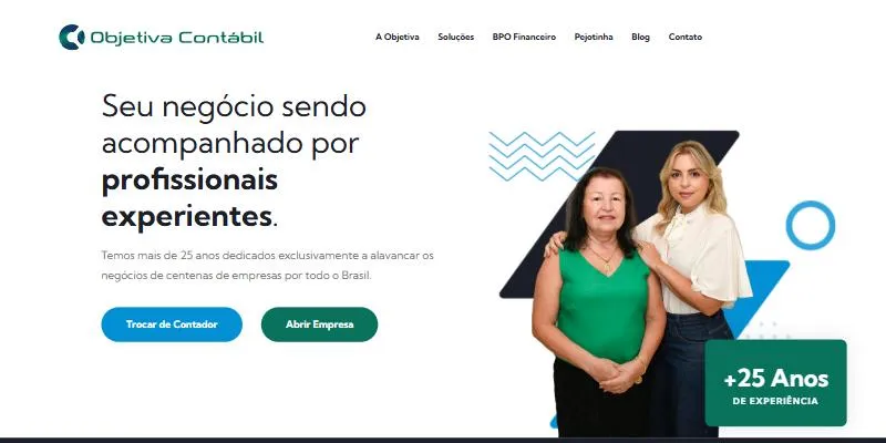 Página inicial do site atual da Objetiva Contábil