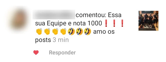 Comentario en Instagram: Tu equipo es de 10, me encantan los posts